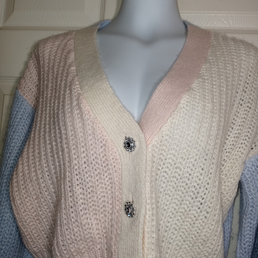 So Cropped Multicolored Cardigan Sweater